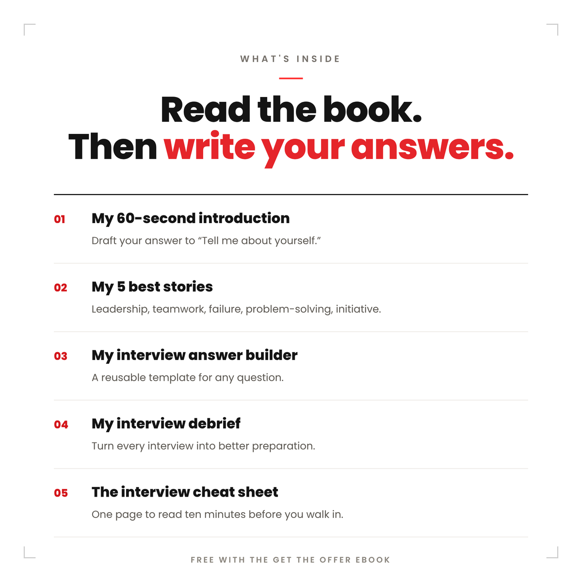 GET THE OFFER — Interview Worksheets